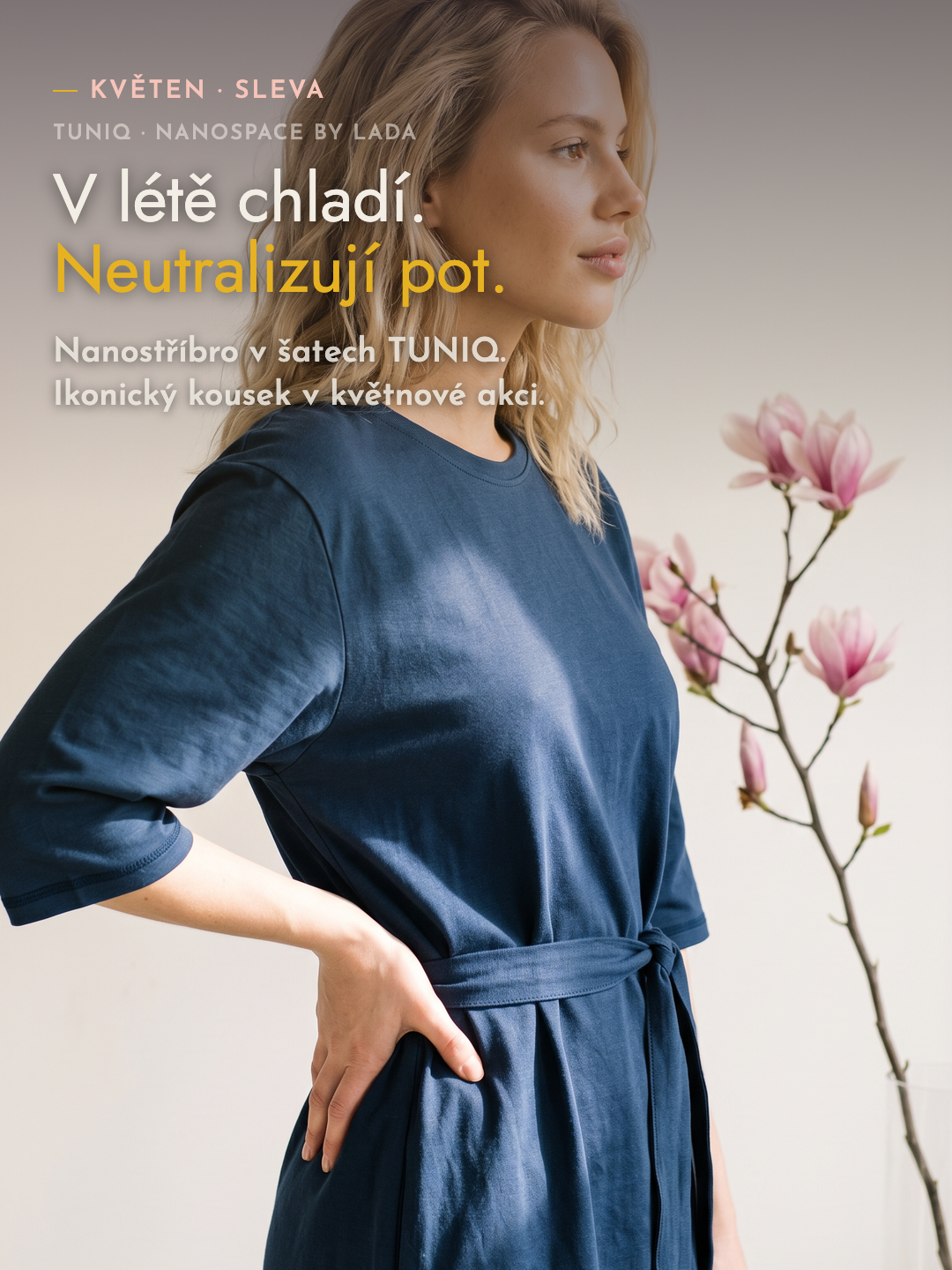 Modré minimalistické šaty TUNIQ nanoSPACE by LADA